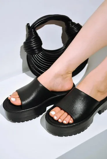 Black Women'S Platfor Slip On Sandals