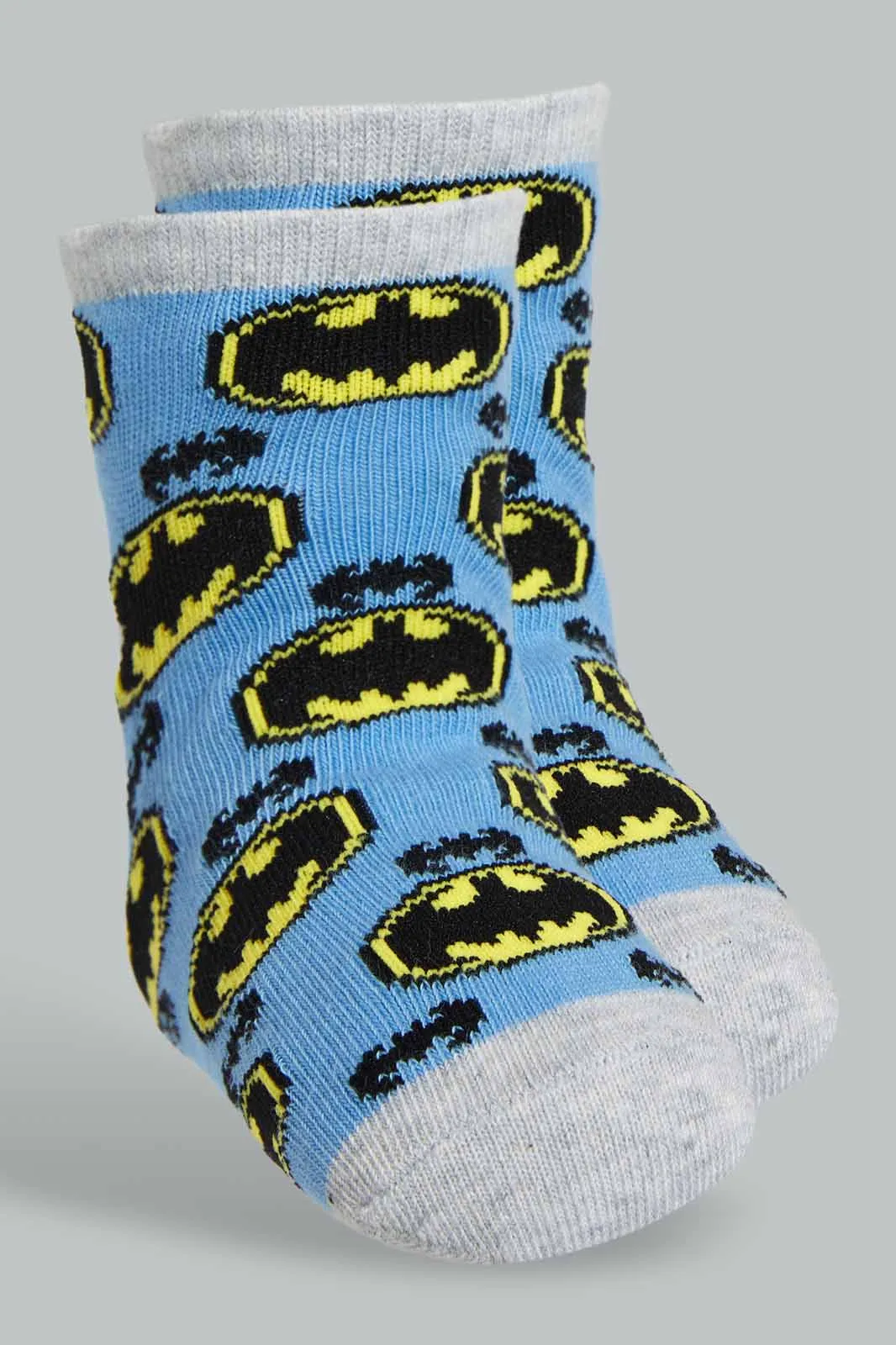Blue And Grey Batman Sock Set For Boys (Pack of 3)