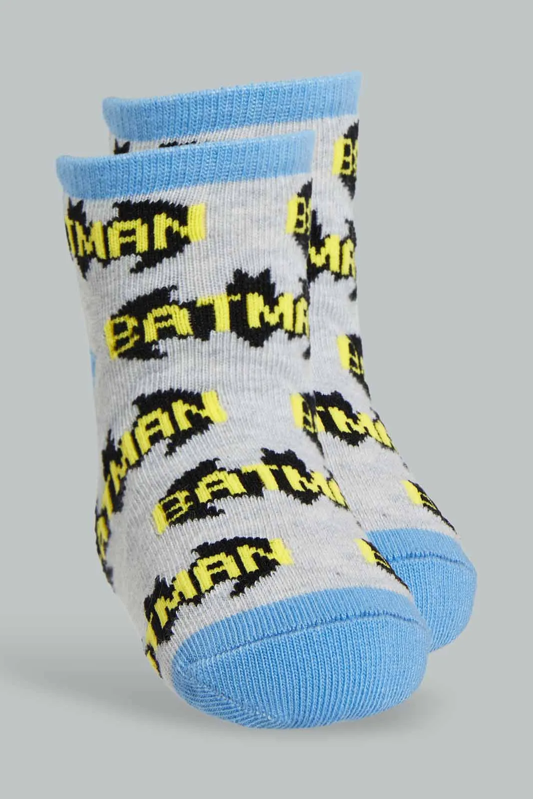 Blue And Grey Batman Sock Set For Boys (Pack of 3)