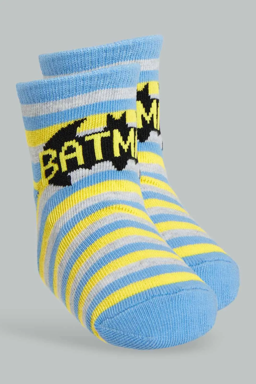 Blue And Grey Batman Sock Set For Boys (Pack of 3)