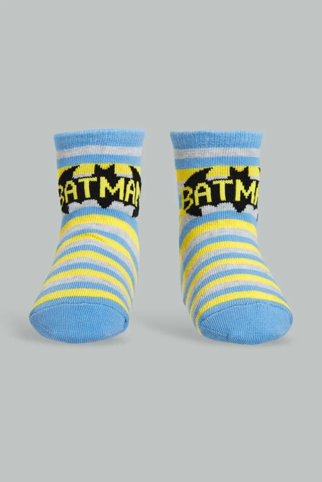 Blue And Grey Batman Sock Set For Boys (Pack of 3)