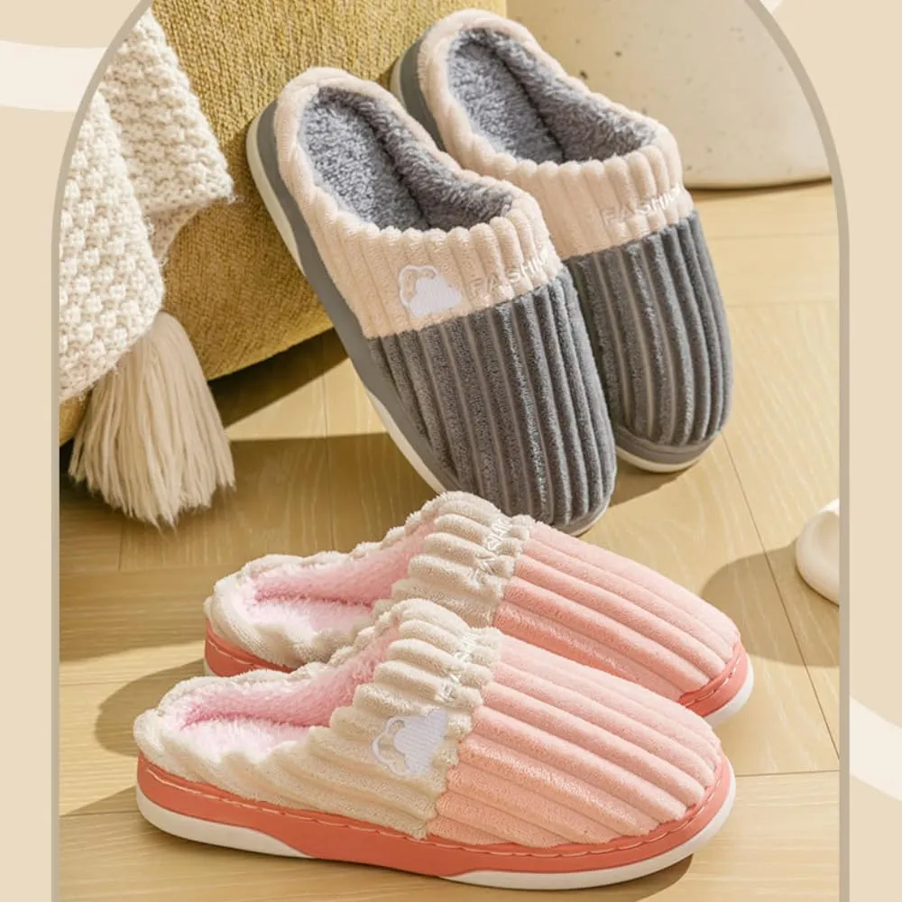Colorful Fuzzy Slippers Christmas Cozy Fluffy House Shoe Warm Slipper for Indoor Outdoor Soft Fur Cozy Plush Faux Fur Scuff Slippers
