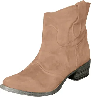 Cowboy Boots for Women Retro Faux Suede Modern Western Embroidered Chunky Heel Pointed Toe Ankle Booties Pull-Up Zipper Fall