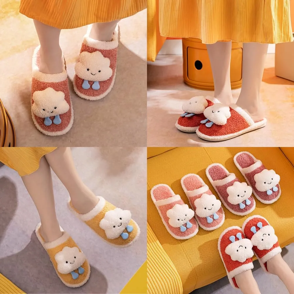 Cute Cloud Fuzzy Slippers for Women Men Soft Plush Non Slip Warm Winter Faux Fur Cozy Slipper Indoor Home Slippers Fluffy House Slipper Christmas Slipper Gifts
