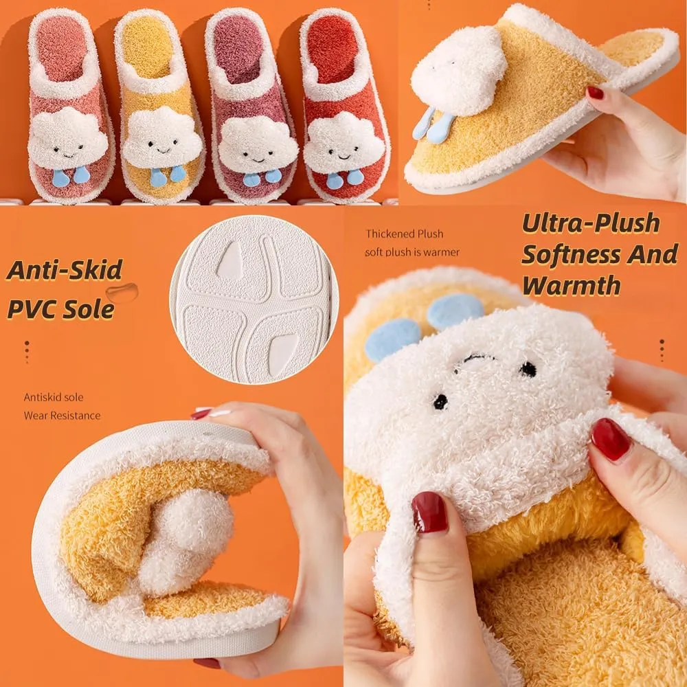 Cute Cloud Fuzzy Slippers for Women Men Soft Plush Non Slip Warm Winter Faux Fur Cozy Slipper Indoor Home Slippers Fluffy House Slipper Christmas Slipper Gifts