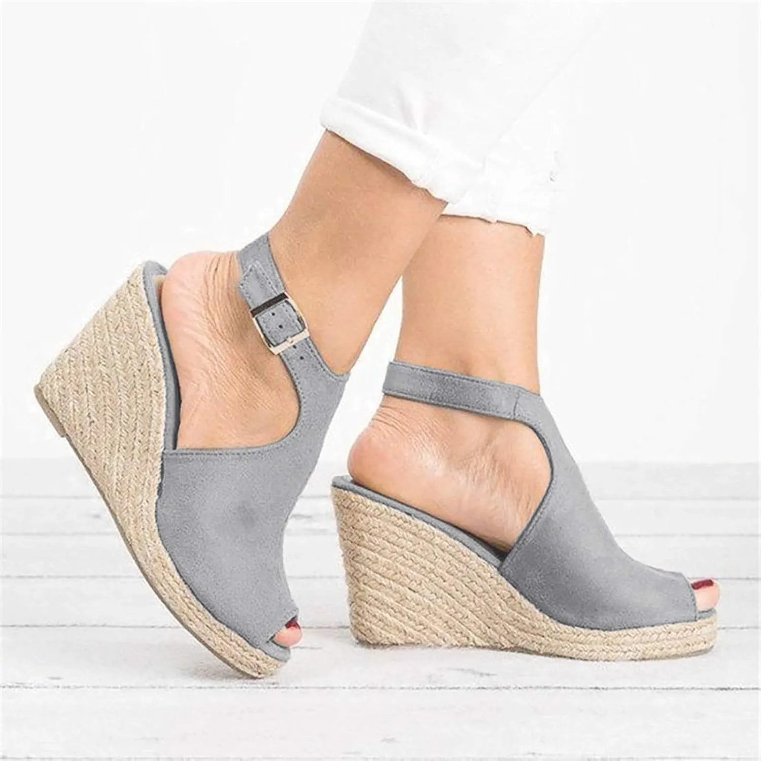 Eduavar Sandals for Women 2023, Orthopedic Sandals for Women Open Toe Ankle Strap Wedge Sandals Summer Dress Shoes