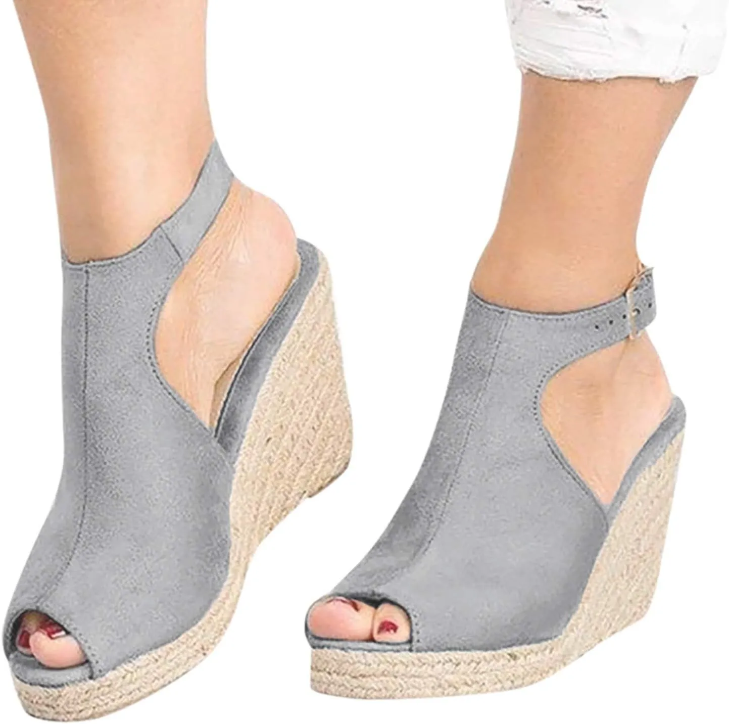 Eduavar Sandals for Women 2023, Orthopedic Sandals for Women Open Toe Ankle Strap Wedge Sandals Summer Dress Shoes