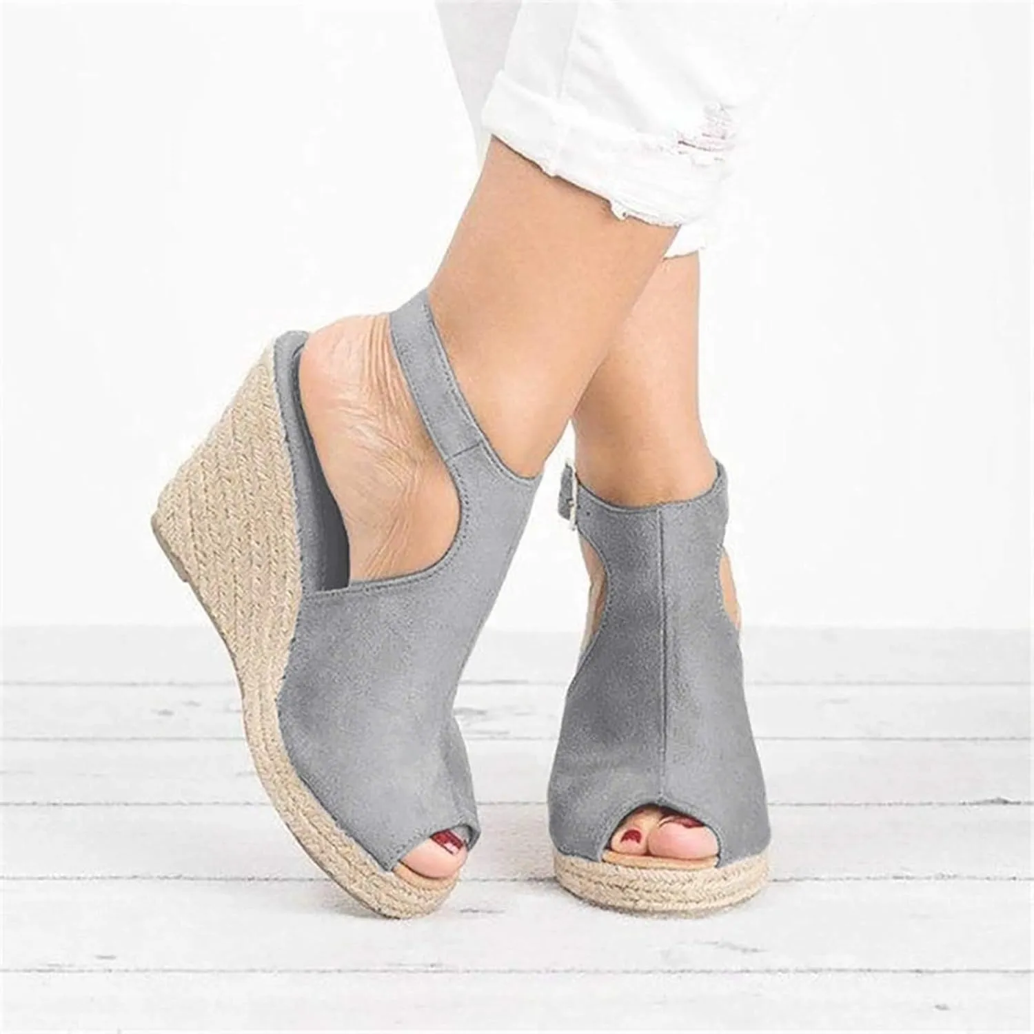 Eduavar Sandals for Women 2023, Orthopedic Sandals for Women Open Toe Ankle Strap Wedge Sandals Summer Dress Shoes