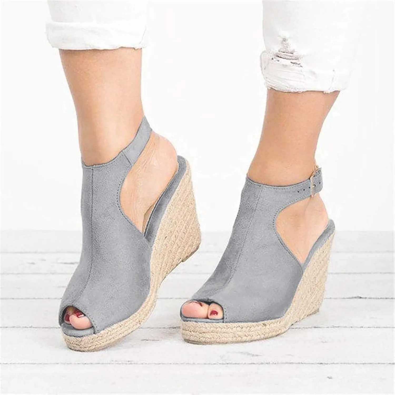 Eduavar Sandals for Women 2023, Orthopedic Sandals for Women Open Toe Ankle Strap Wedge Sandals Summer Dress Shoes