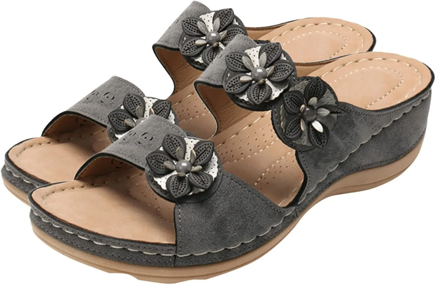 Eduavar Sandals for Women Casual Summer, Women Sandals Dressy Wedge Sandals with Arch Support Anti-Slip Comfy Sandal