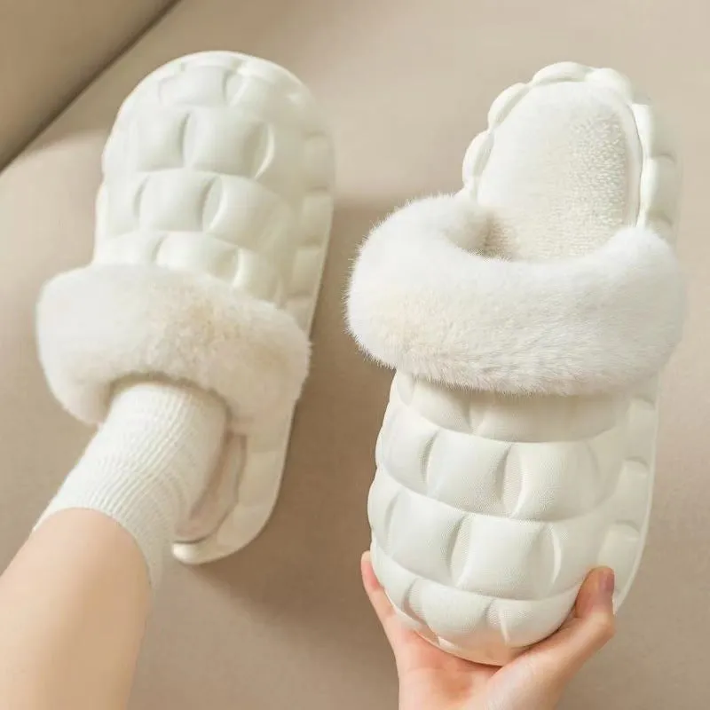 Fuzzy Slippers with Detachable Lining for Women