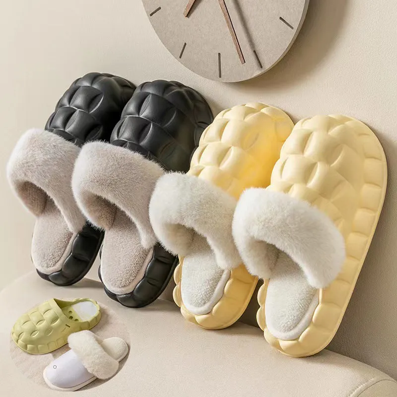 Fuzzy Slippers with Detachable Lining for Women