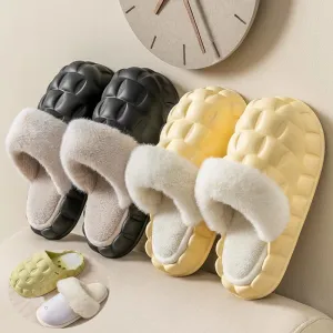 Fuzzy Slippers with Detachable Lining for Women
