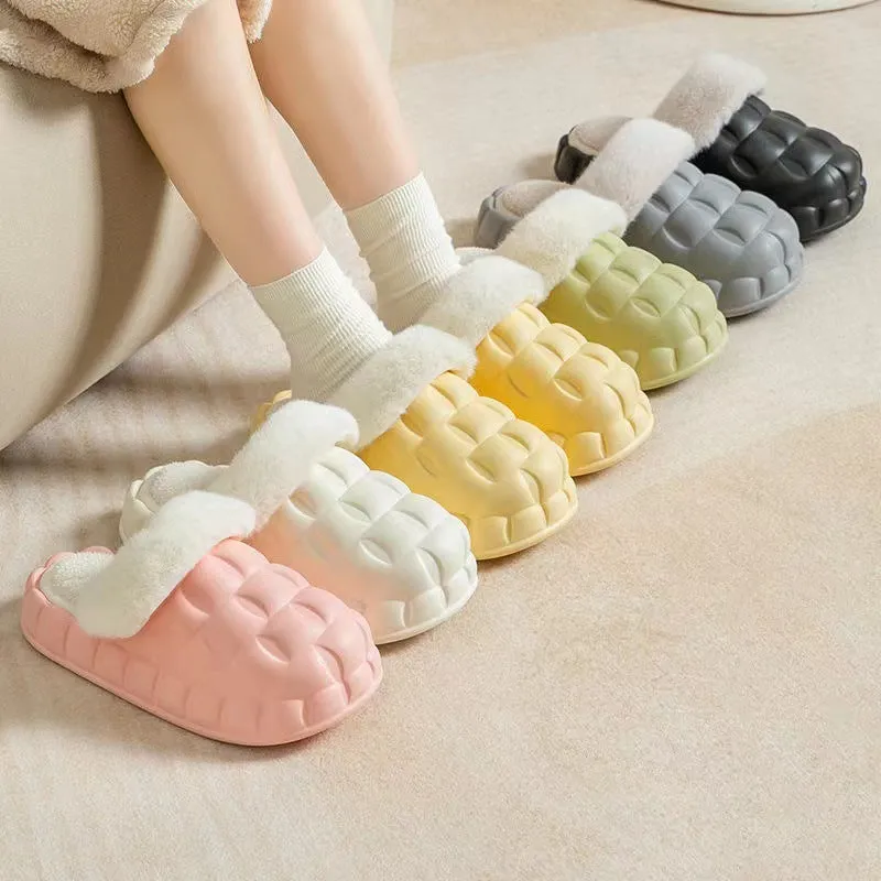Fuzzy Slippers with Detachable Lining for Women