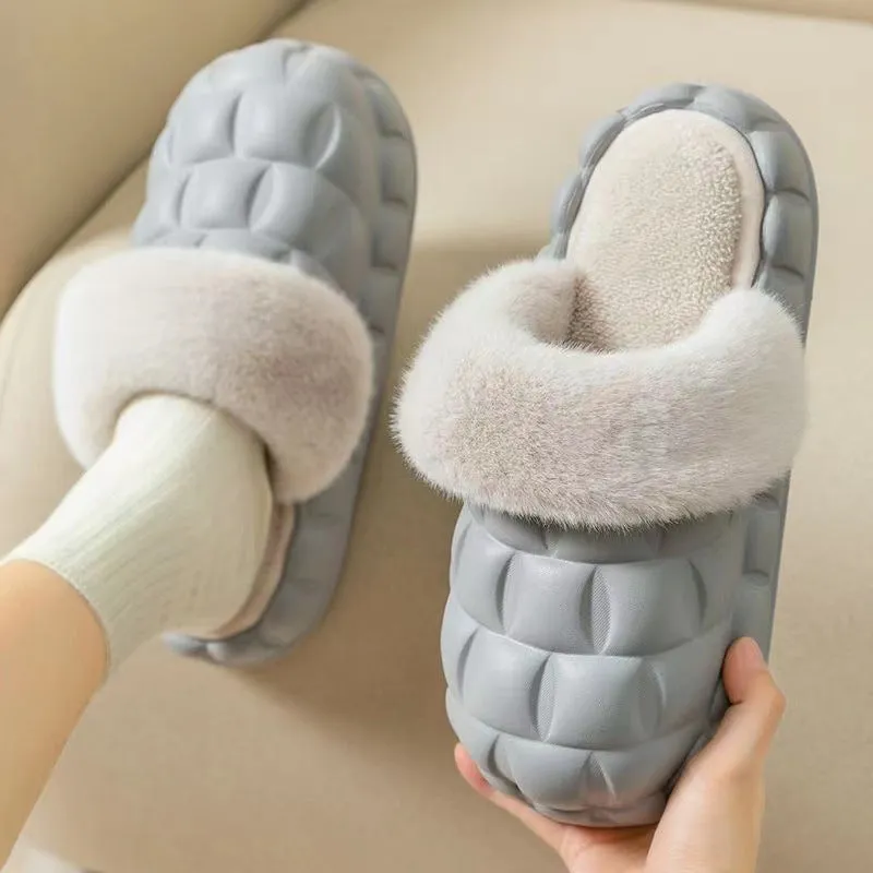 Fuzzy Slippers with Detachable Lining for Women