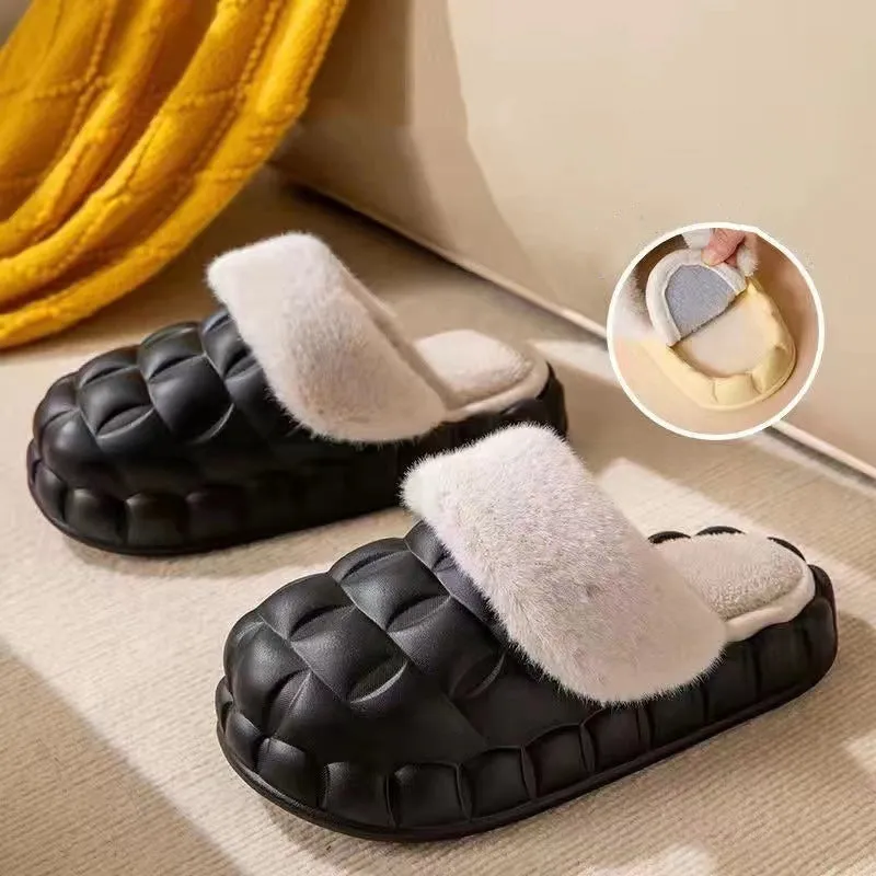 Fuzzy Slippers with Detachable Lining for Women