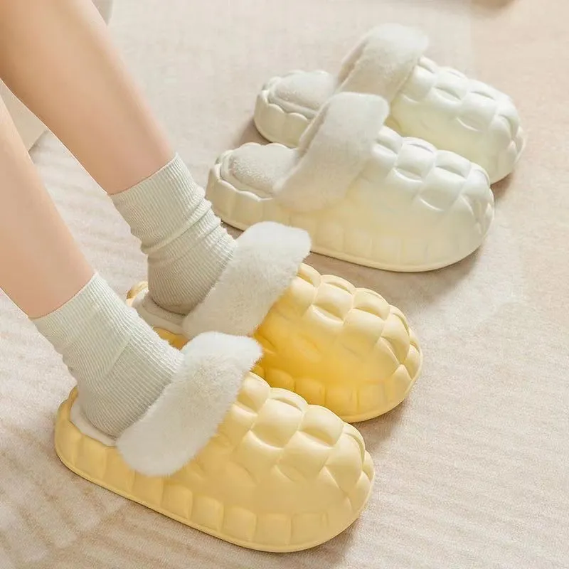 Fuzzy Slippers with Detachable Lining for Women
