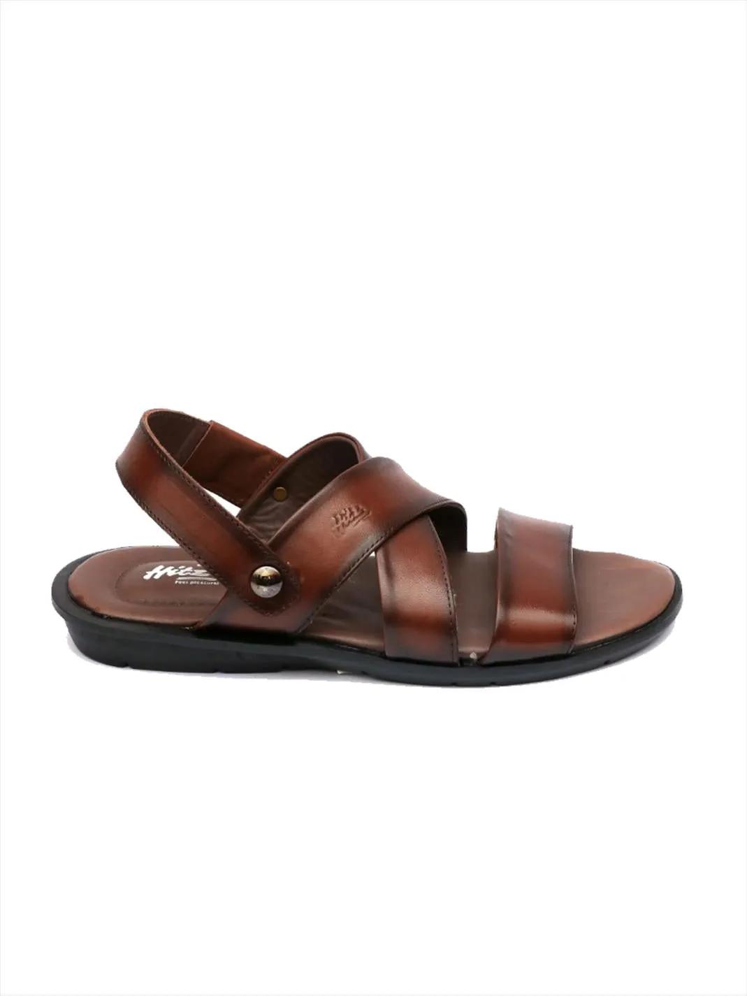Hitz Men's Brown Leather Slip on Sandals
