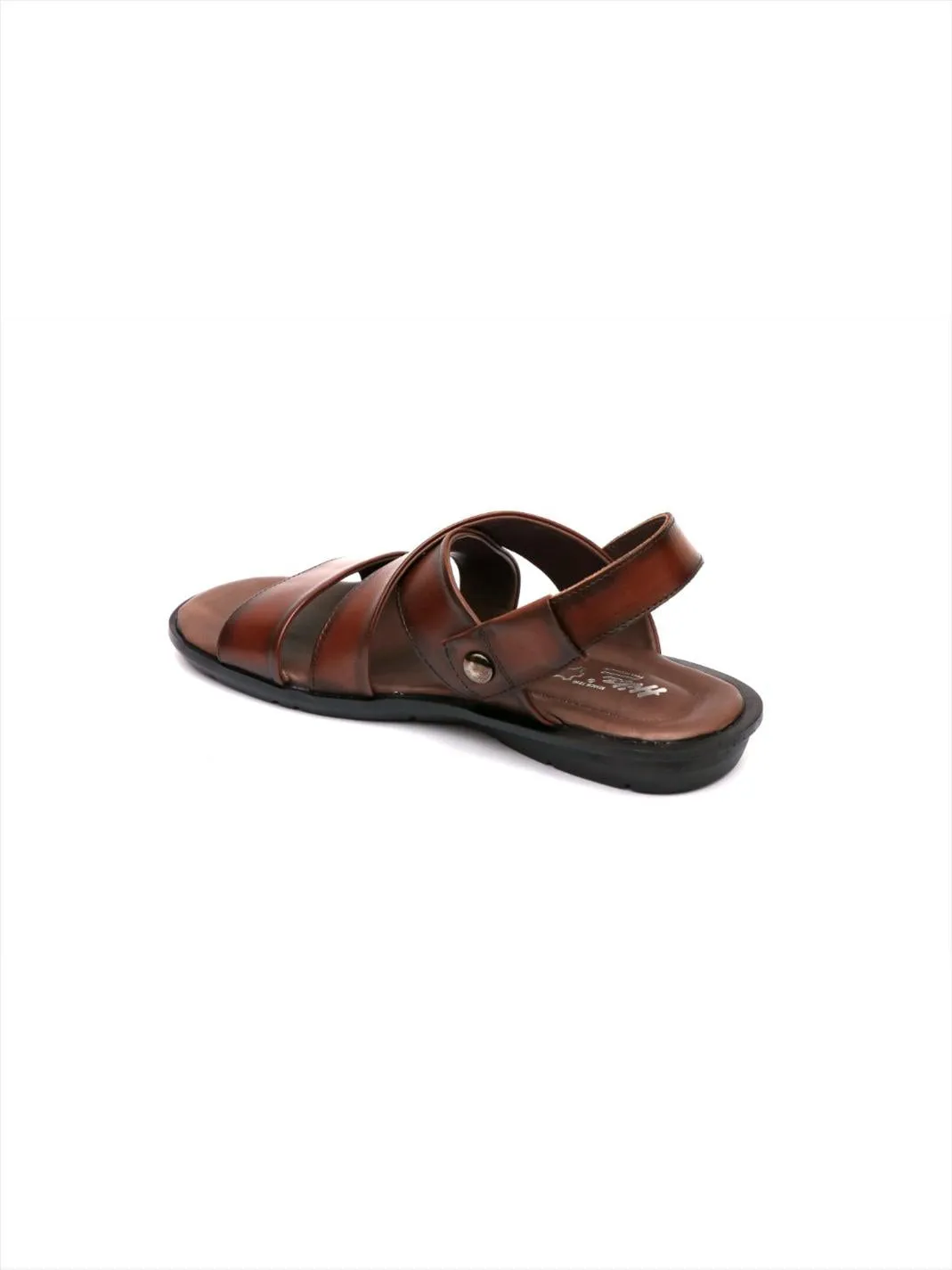 Hitz Men's Brown Leather Slip on Sandals