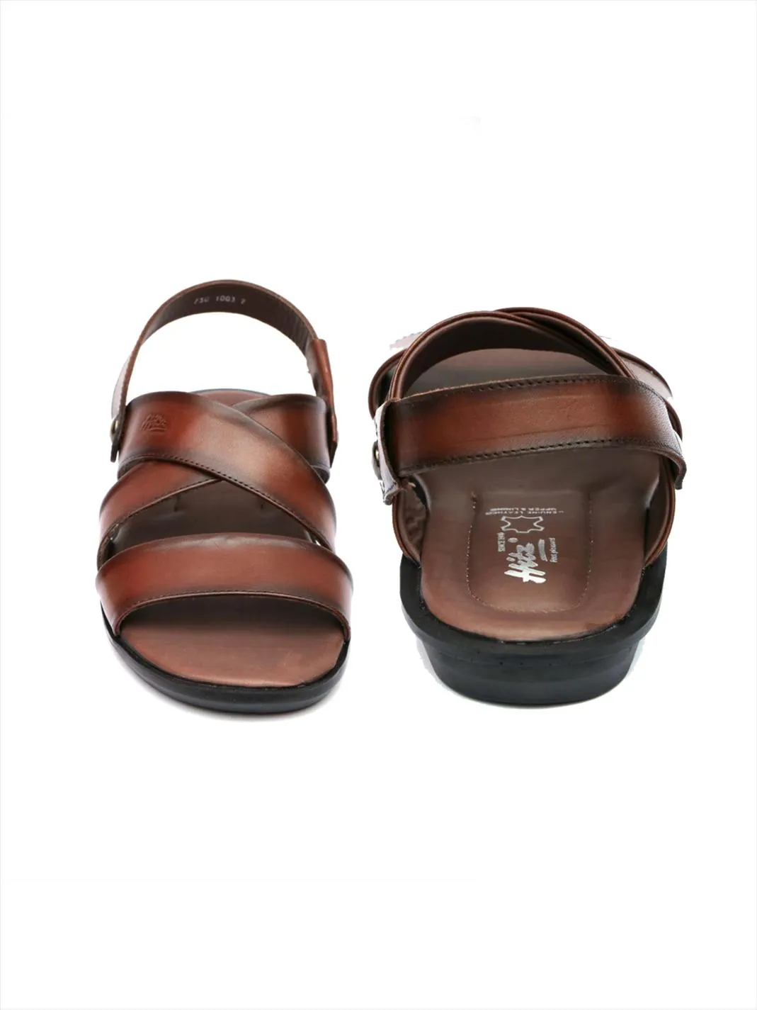 Hitz Men's Brown Leather Slip on Sandals