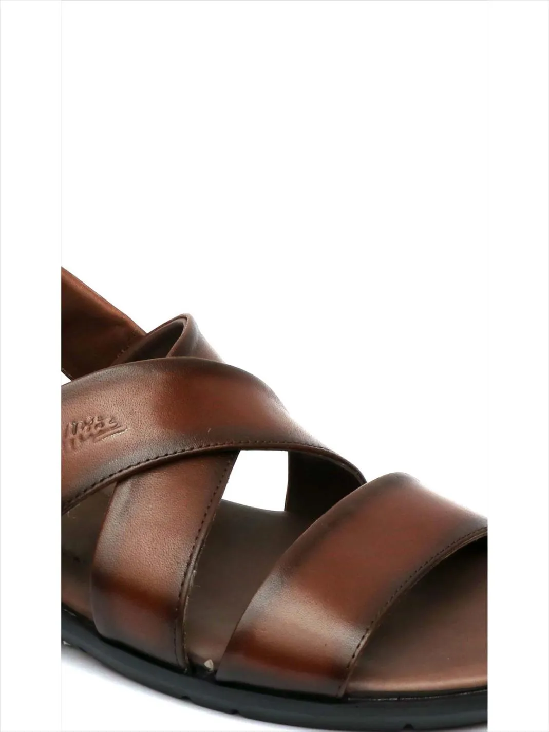 Hitz Men's Brown Leather Slip on Sandals