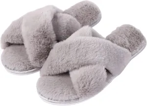 Home Slipper Cozy Slippers Women's Light House Indoor Slippers Fuzzy Cross/Open Toe Slippers