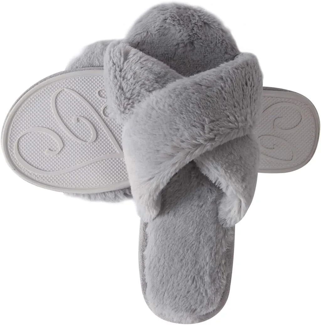 Home Slipper Cozy Slippers Women's Light House Indoor Slippers Fuzzy Cross/Open Toe Slippers