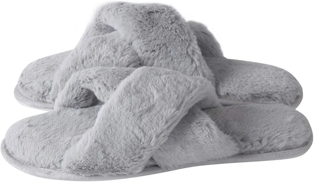 Home Slipper Cozy Slippers Women's Light House Indoor Slippers Fuzzy Cross/Open Toe Slippers