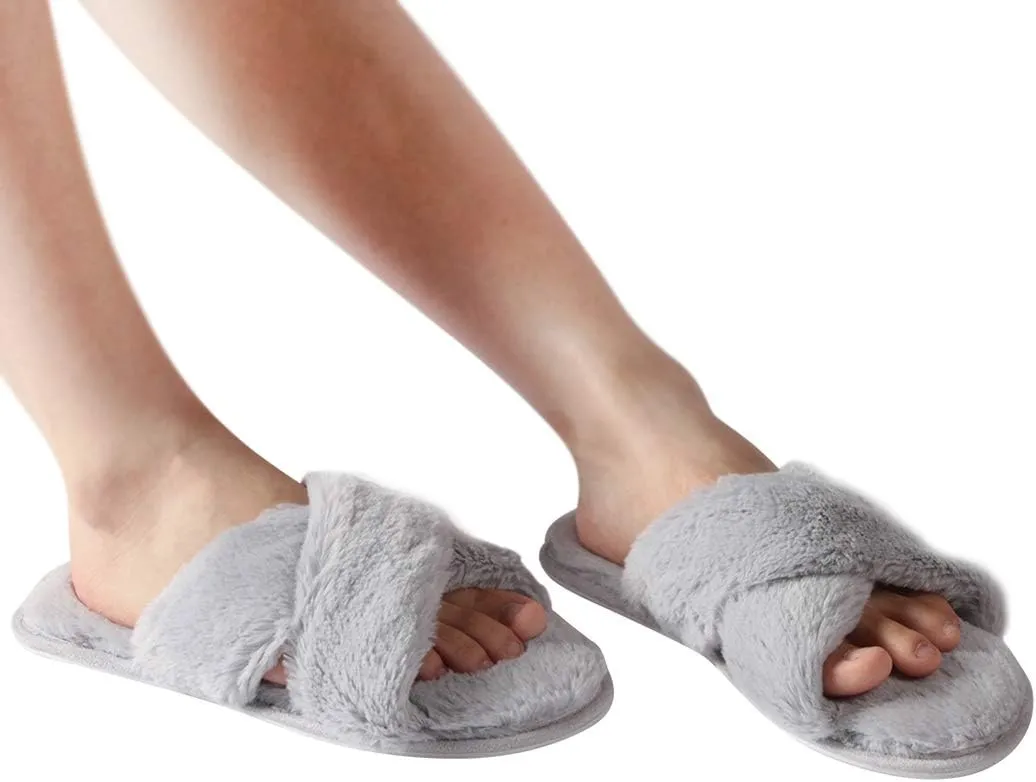 Home Slipper Cozy Slippers Women's Light House Indoor Slippers Fuzzy Cross/Open Toe Slippers