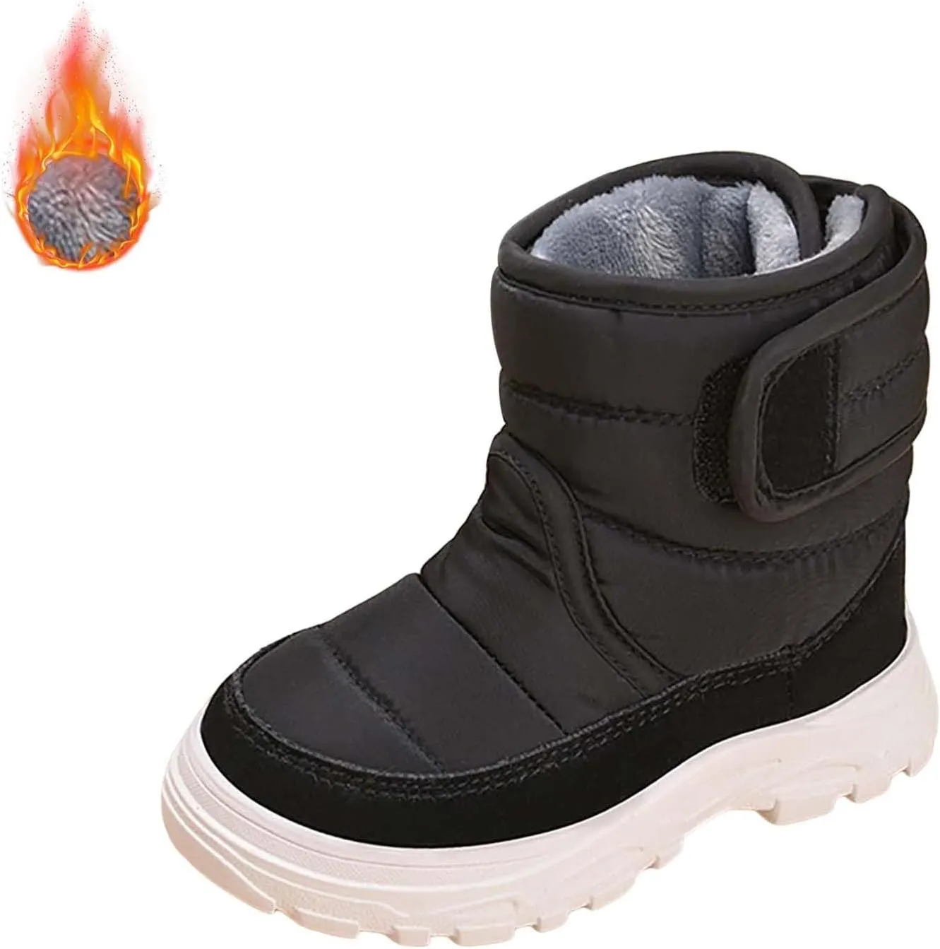 Insulated Snow Shoes For Boy Winter Walking Shoes For Baby Non Slip Plush Lined Ankle Boots Waterproof Hiking Boots