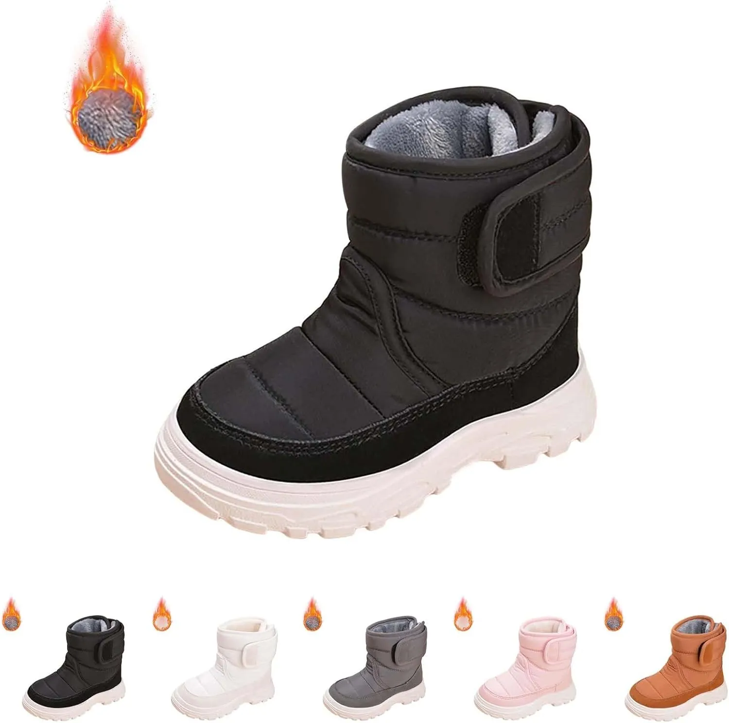 Insulated Snow Shoes For Boy Winter Walking Shoes For Baby Non Slip Plush Lined Ankle Boots Waterproof Hiking Boots