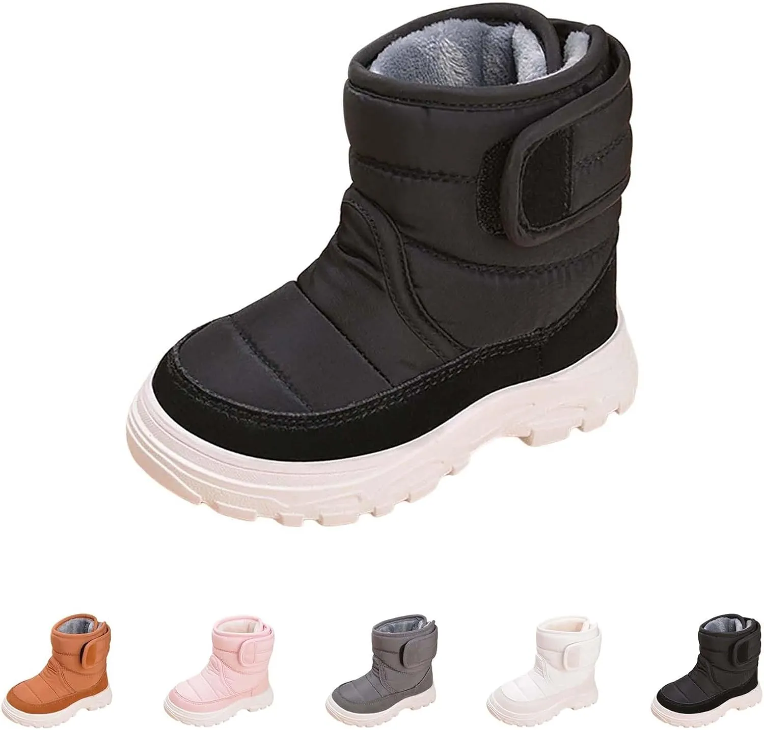 Insulated Snow Shoes For Boy Winter Walking Shoes For Baby Non Slip Plush Lined Ankle Boots Waterproof Hiking Boots