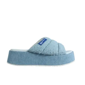 KARL LAGERFELD - Trompe-l'oeil Denim Goatskin Float Slide Slipper
