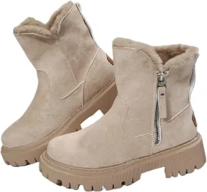 Ladmiple Snow Boots For Women Cute High Top Winter Ankle Booties Slip on Fur Lined Cold Weather Warm Mid Calf Walking Shoes