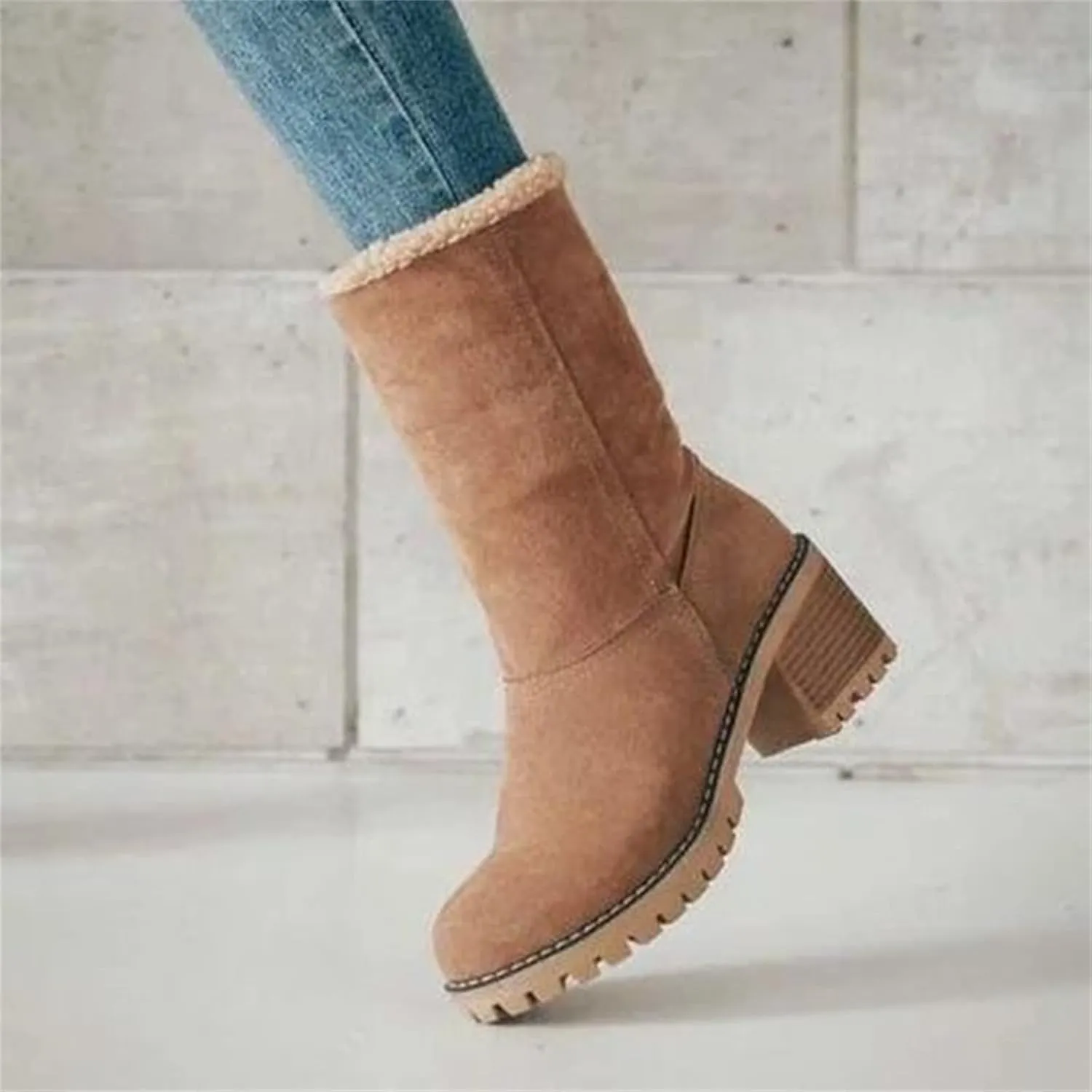 Ladmiple Winter Boots For Women 2023 Snow Ankle Booties Slip on Warm Comfortable Outdoor Fur Lined Thickening Walking Shoes