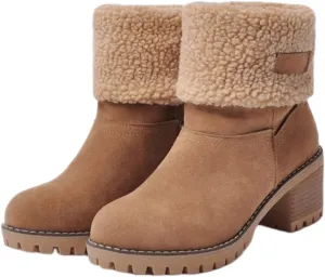 Ladmiple Winter Boots For Women 2023 Snow Ankle Booties Slip on Warm Comfortable Outdoor Fur Lined Thickening Walking Shoes