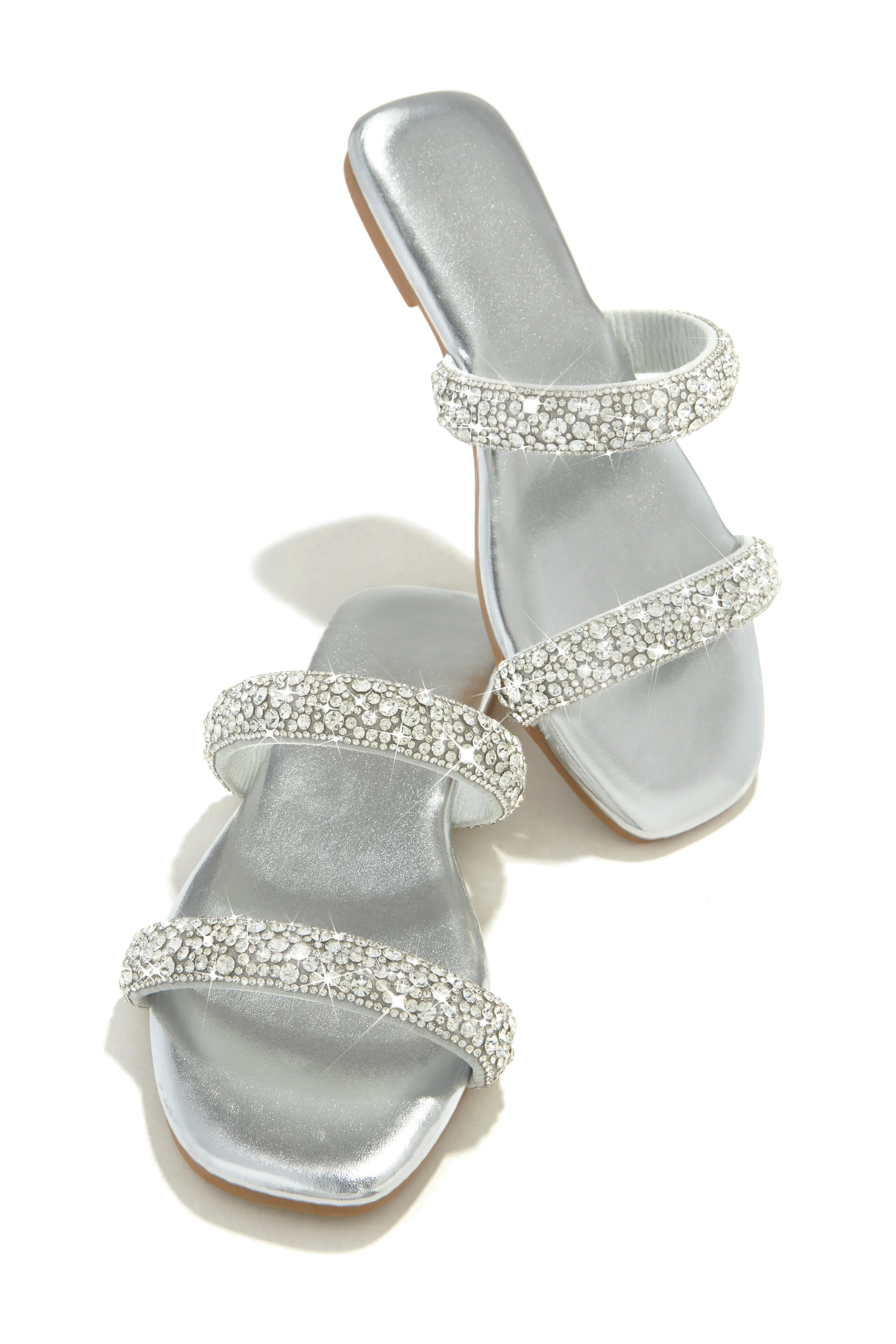 Natalia Embellished Slip On Sandals - Black