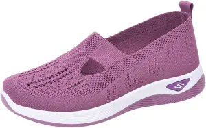 Orthopedic Shoes for Women Wide Width,Soft Mesh Ladies Sneakers Arch Support Loafers Hands Free Slip In Casual Shoes