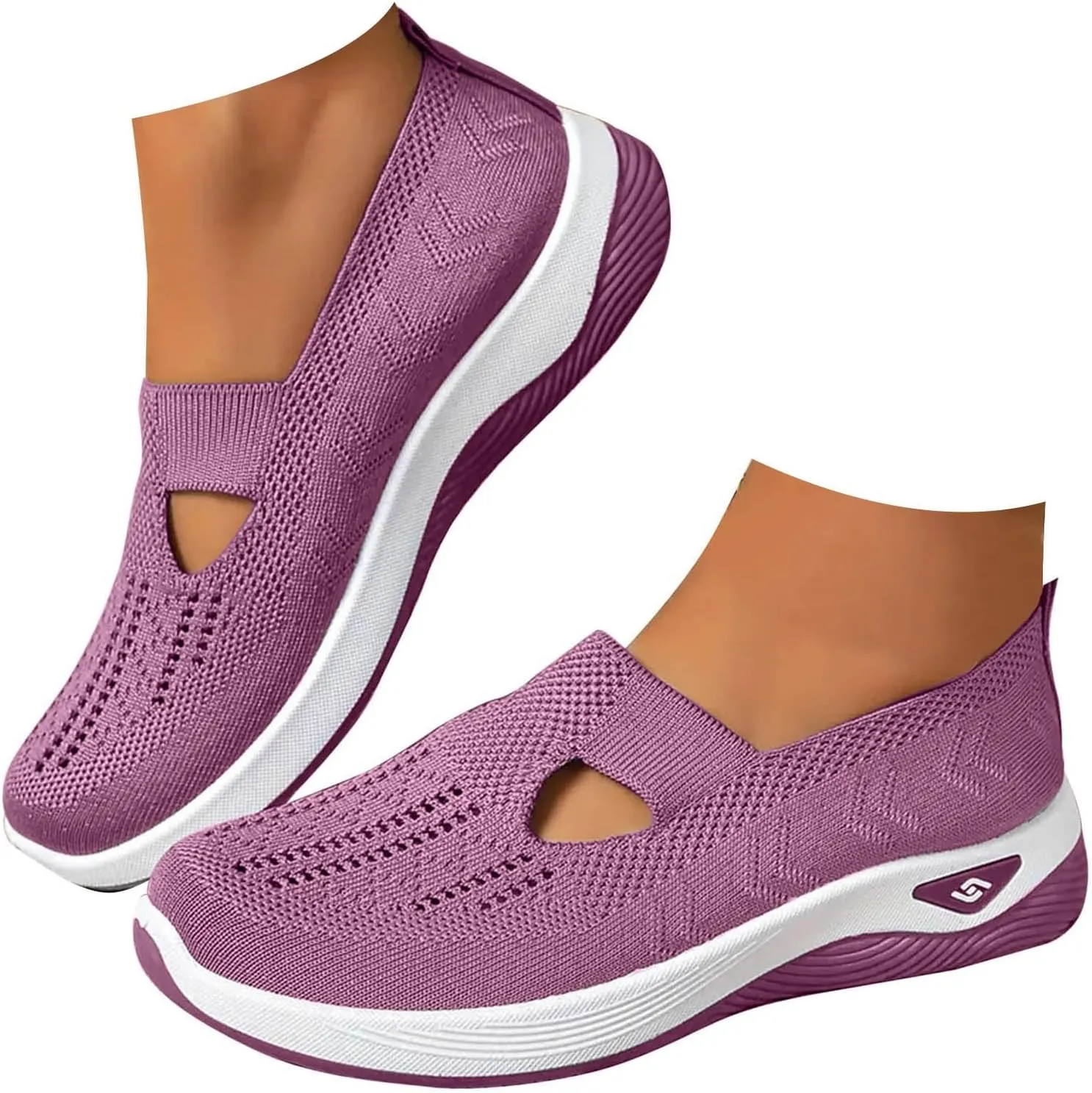 Orthopedic Shoes for Women Wide Width,Soft Mesh Ladies Sneakers Arch Support Loafers Hands Free Slip In Casual Shoes
