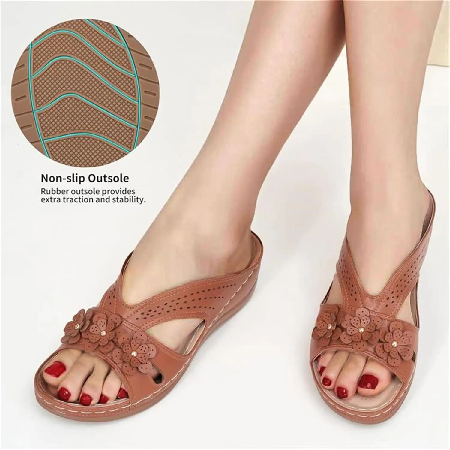 Sandals for Women Wedge Shoes Comfortable Dressy Slip On Lightweight Platform Slides Sandals