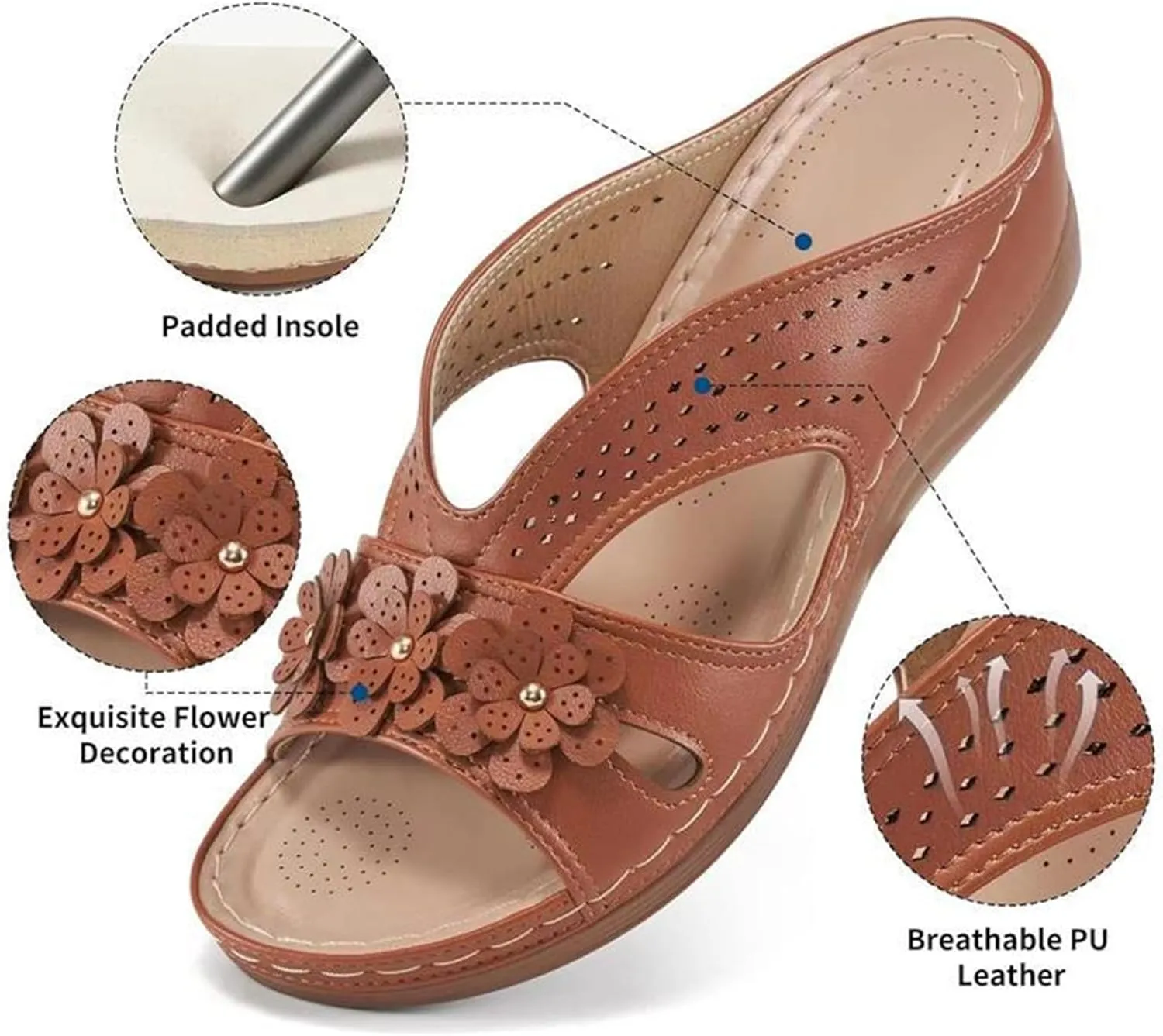 Sandals for Women Wedge Shoes Comfortable Dressy Slip On Lightweight Platform Slides Sandals