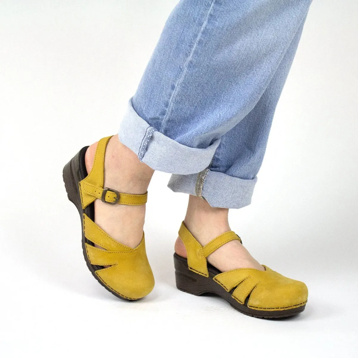 Sanita Margrethe Women's Adjustable Sandal In Mustard
