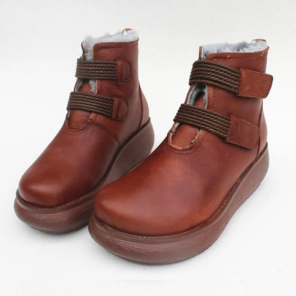 Soft Fur Liner Comfy Wedge Winter Boots