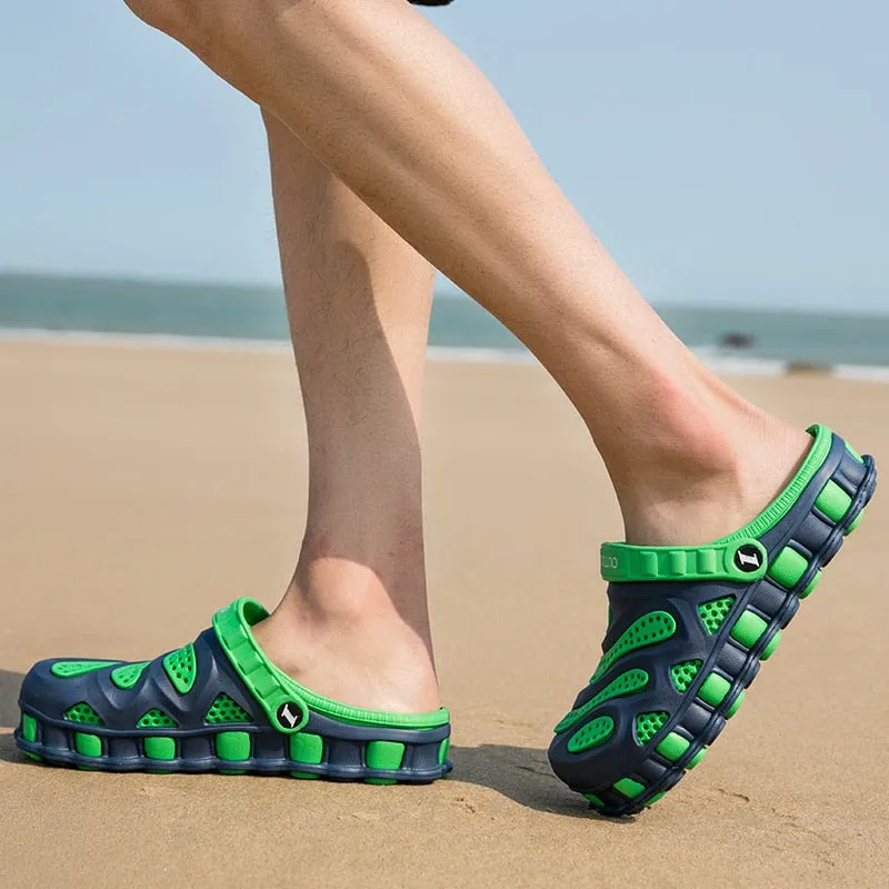 Summer Green Men Clogs Sandals Big Size 46 Hollow Beach Men's Garden Shoes Comfort Lightweight Flip Flops For Men sandalia