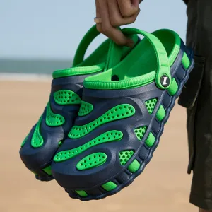 Summer Green Men Clogs Sandals Big Size 46 Hollow Beach Men's Garden Shoes Comfort Lightweight Flip Flops For Men sandalia