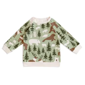Sweatshirt- pale green northern animals