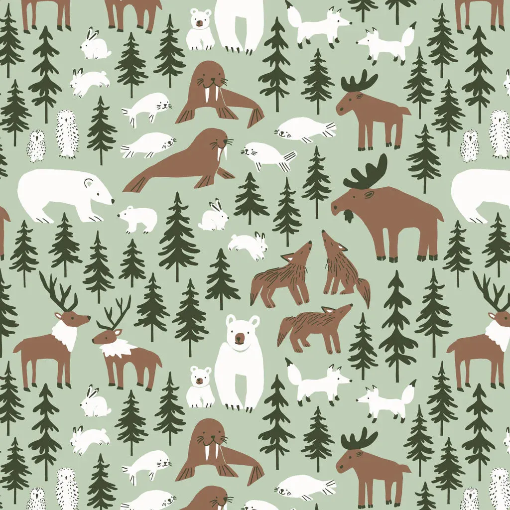 Sweatshirt- pale green northern animals