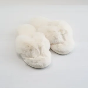 Waterfront Solid Faux Fur Flip-Flop - White
