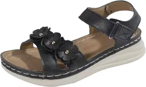 Wide Width Platform Wedge Sandals for Women Summer Dressy Comfortable Platform Casual Dress Sandal Arch Support Walking Orthotic Orthopedic Wedges Shoes with Adjustable Hook Loop