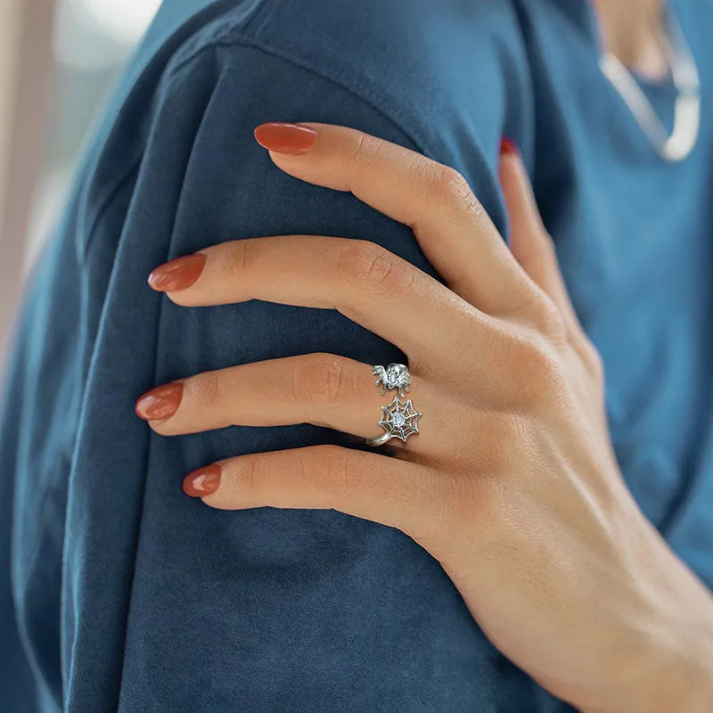 Women Halloween Spider Ring Open Finger Ring Band Gothic Statement Cosplay Party Jewelry